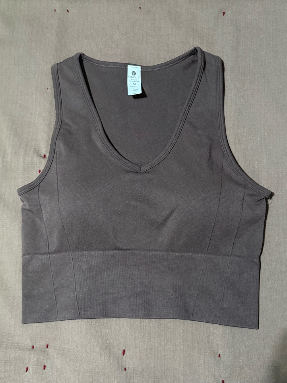 Velocity Dark Brown V‑Neck Crop Tank